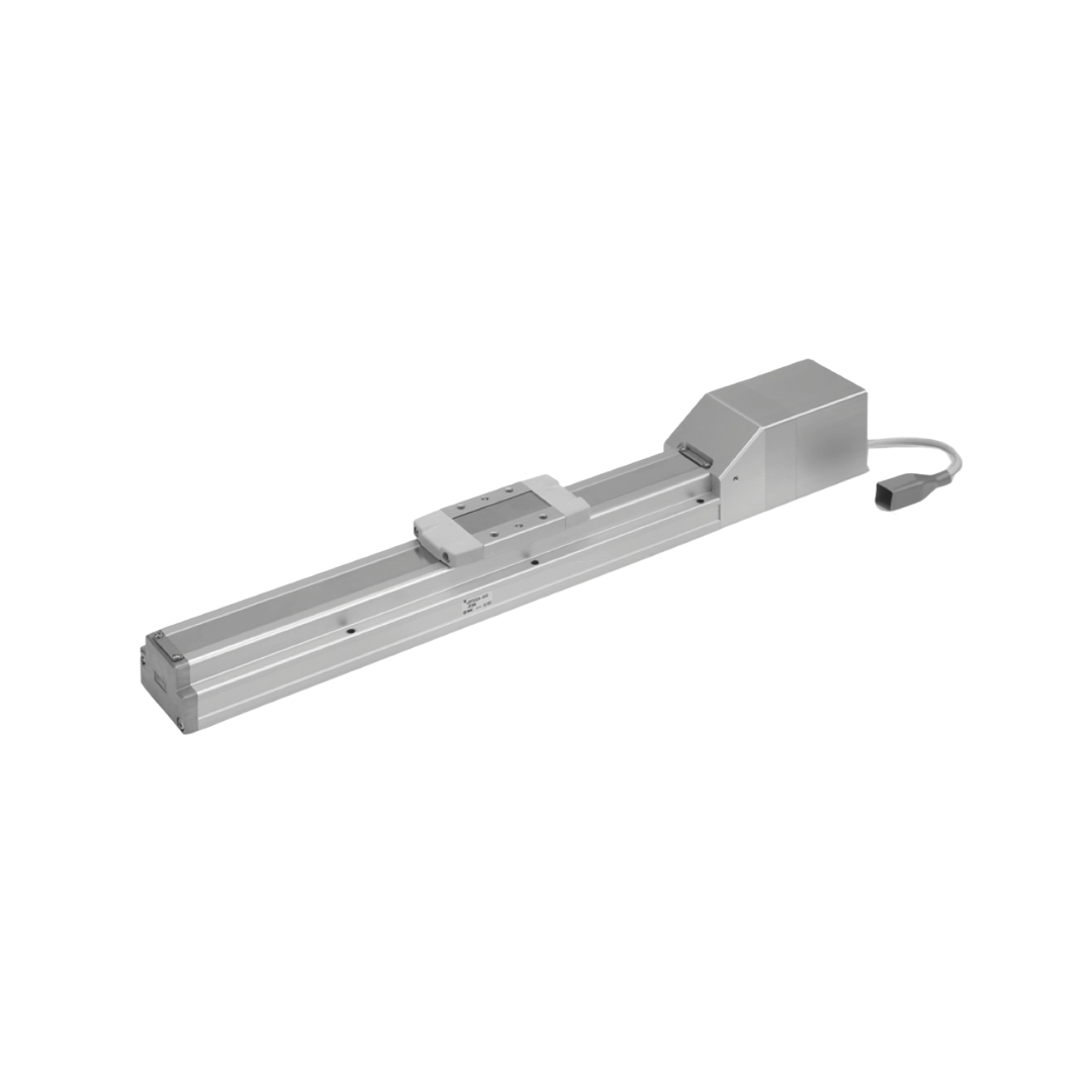 Imagen del actuador LEFS de SMC, ideal para movimientos lineales suaves en aplicaciones de transporte.