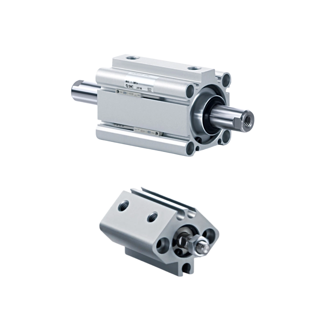 Imagen del cilindro compacto CQ2-Z de SMC, ideal para aplicaciones con espacio limitado.