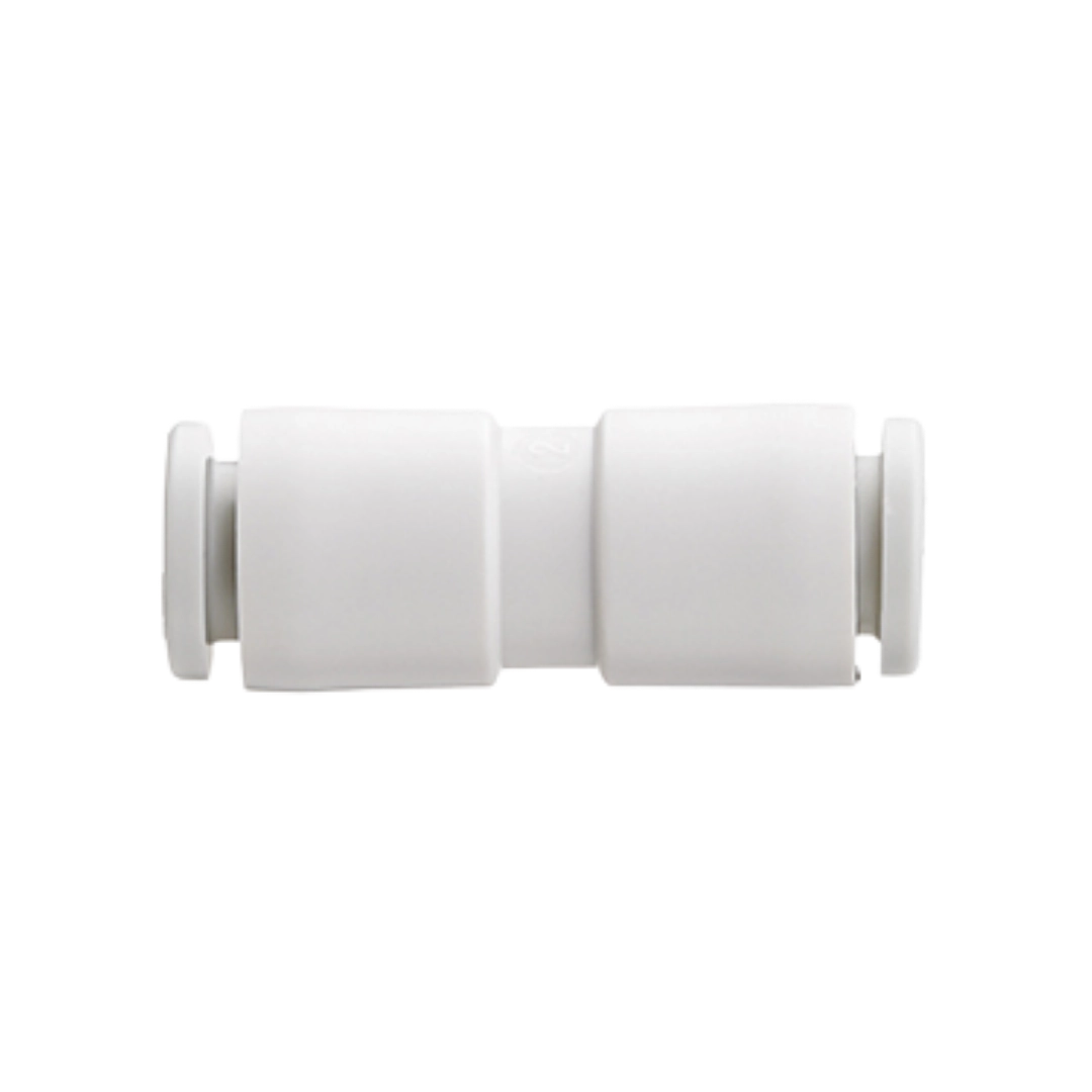 Imagen del conector neumático KQ2H-00 de SMC, ideal para unir dos tubos directamente.