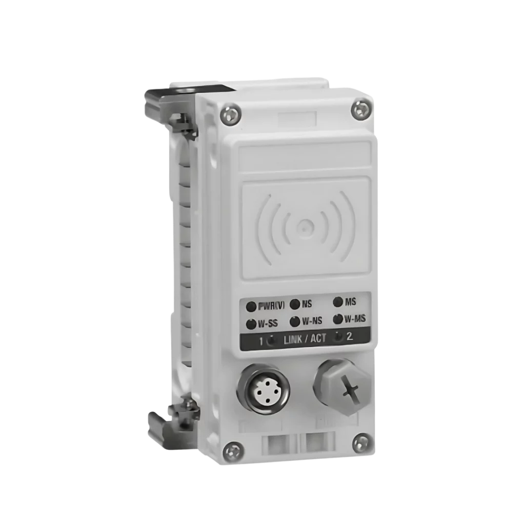 Imagen del sistema wireless EX600-W de SMC para comunicaciones industriales confiables.