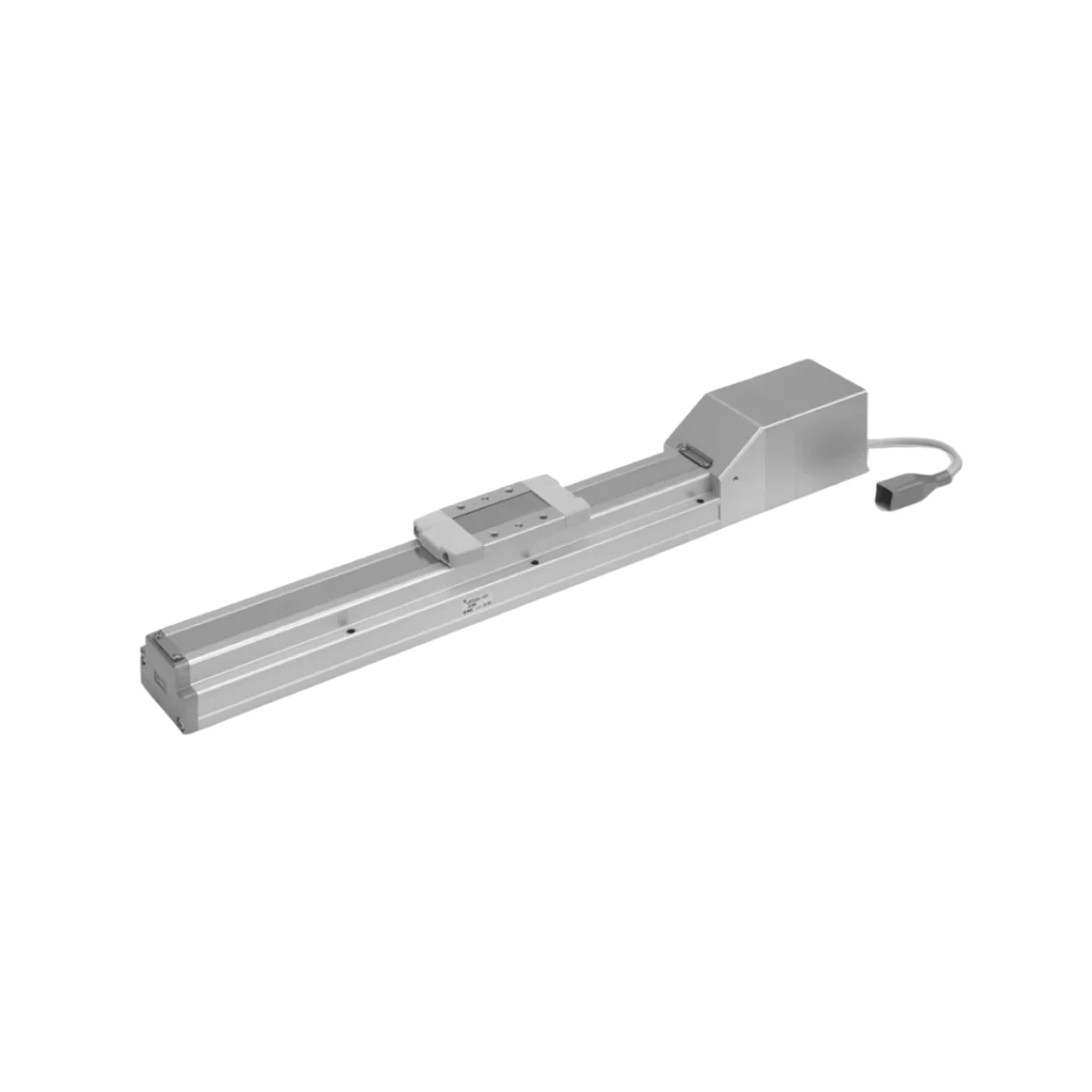Imagen del actuador LEFS de SMC, ideal para movimientos lineales suaves en aplicaciones de transporte.