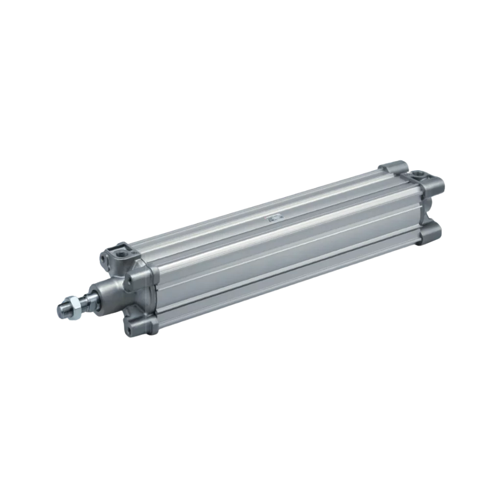 Imagen del cilindro CP96 de SMC, conforme a norma ISO, ideal para doble vástago y montaje flexible.