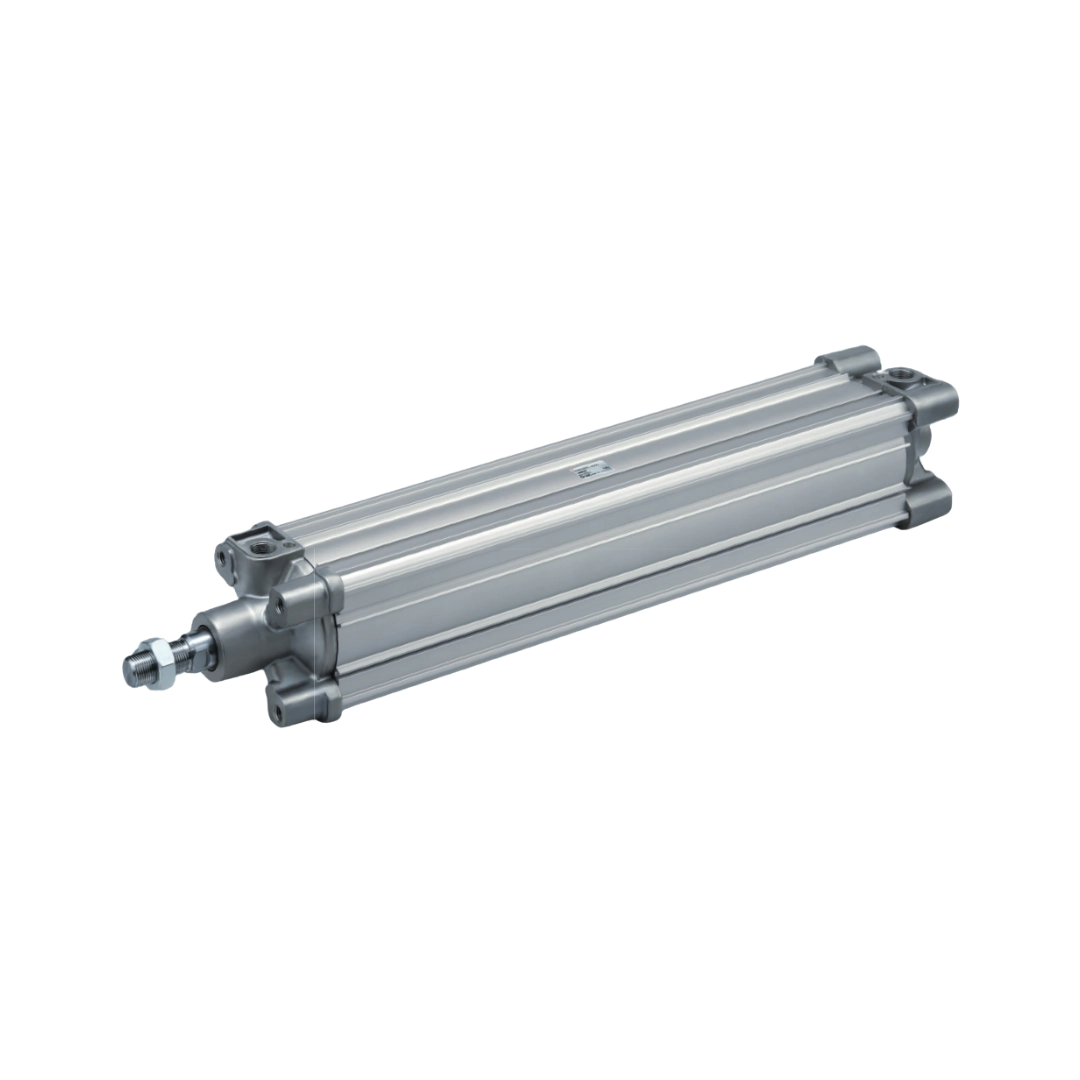 Imagen del cilindro CP96 de SMC, conforme a norma ISO, ideal para doble vástago y montaje flexible.
