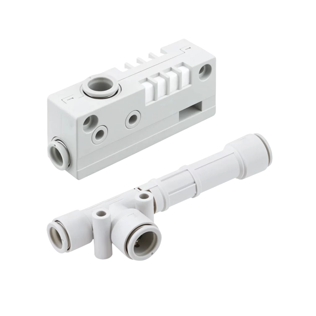 Imagen del eyector de vacío ZH*A de SMC, diseño ligero para minimizar inercia en aplicaciones.