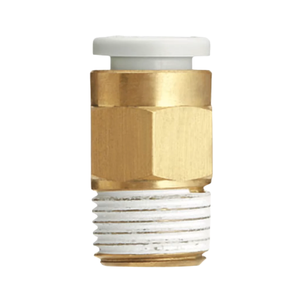 Imagen del conector neumático KQ2H de SMC, recto macho hexagonal para conexión tubo-rosca.