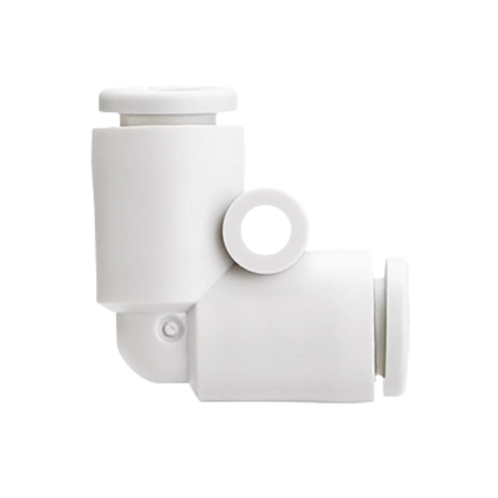 Imagen del conector neumático KQ2L-00 de SMC, codo para unión directa entre tubos.