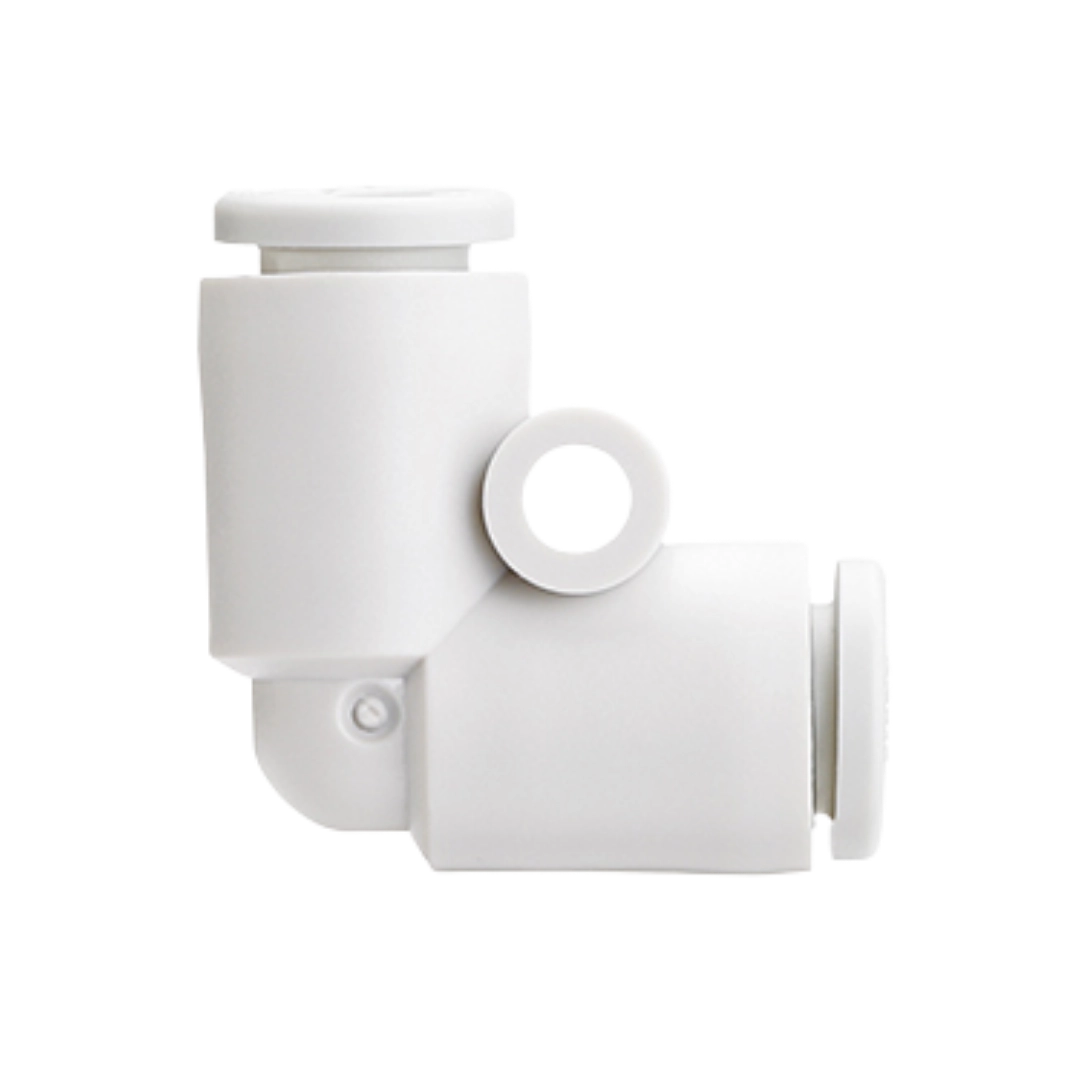 Imagen del conector neumático KQ2L-00 de SMC, codo para unión directa entre tubos.