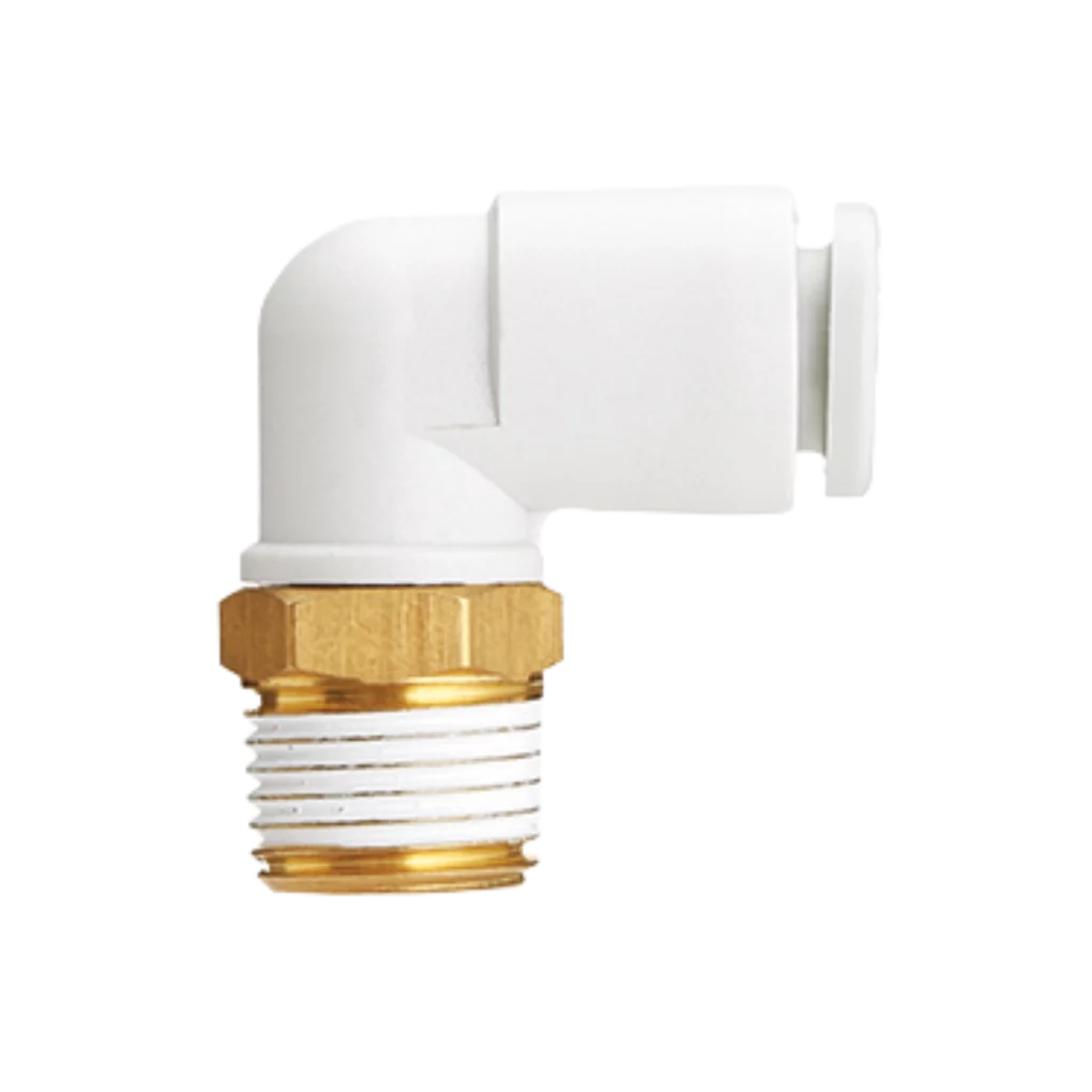 Imagen del conector neumático KQ2L de SMC, codo orientable para conexión tubo-rosca.