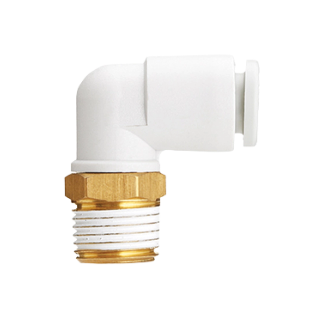 Imagen del conector neumático KQ2L de SMC, codo orientable para conexión tubo-rosca.