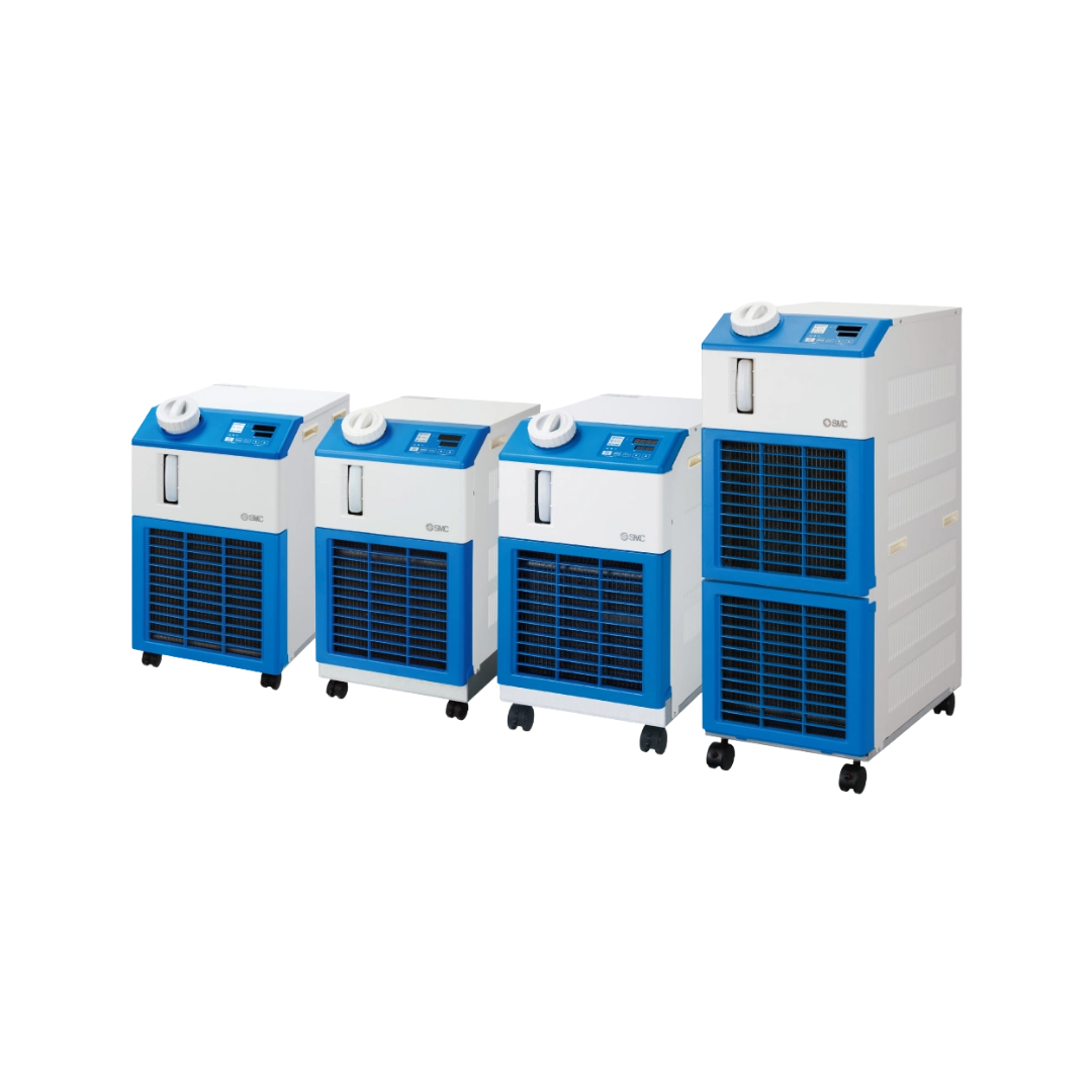 Imagen del termorrefrigerador HRSH de SMC, controlador de temperatura con modelo de gran tamaño y eficiencia energética.